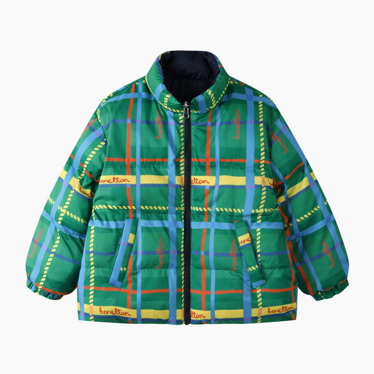 베네통키즈(BENETTONKIDS) 체크 리버시블 웰론 점퍼_QAPD03661MU