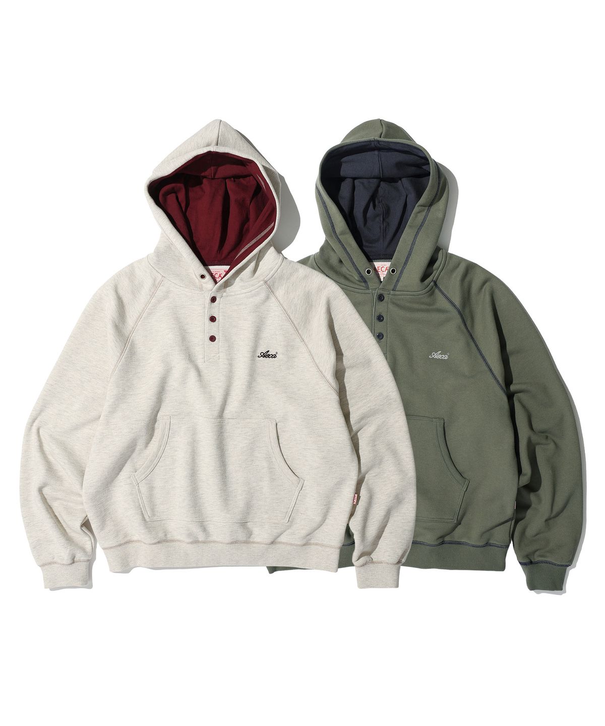 에이카화이트(AECA) AECA RAGLAN HENLEY HOODIE (2color)