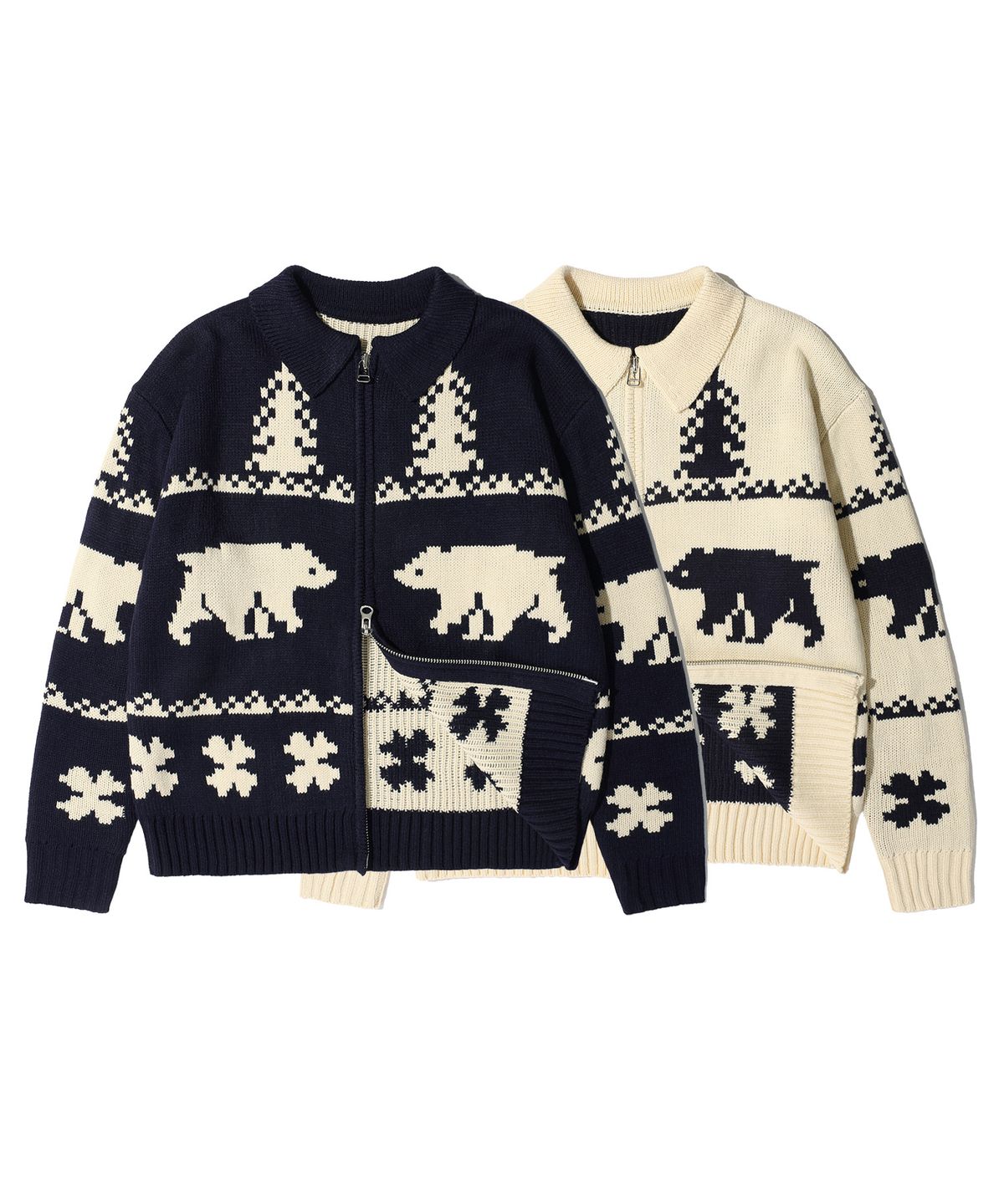 에이카화이트(AECA) AECA BEAR COWICHAN ZIP-UP CARDIGAN (2color)