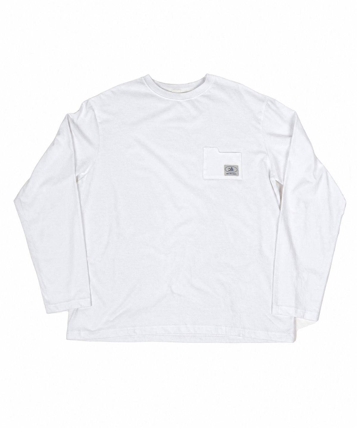 본프롬바이너리(BORNFROMBINARY) Folder shaped pocket long sleeve T-shirt (White)