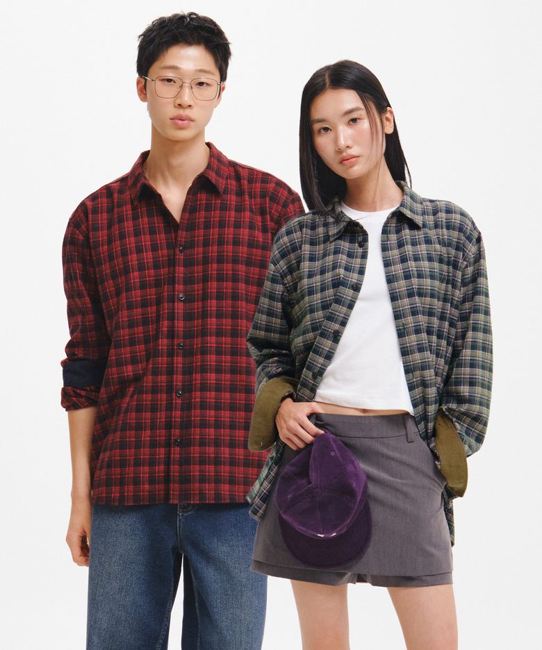 UNISEX 코듀로이 포인트 체크 셔츠 [2COL] / GF3USH001