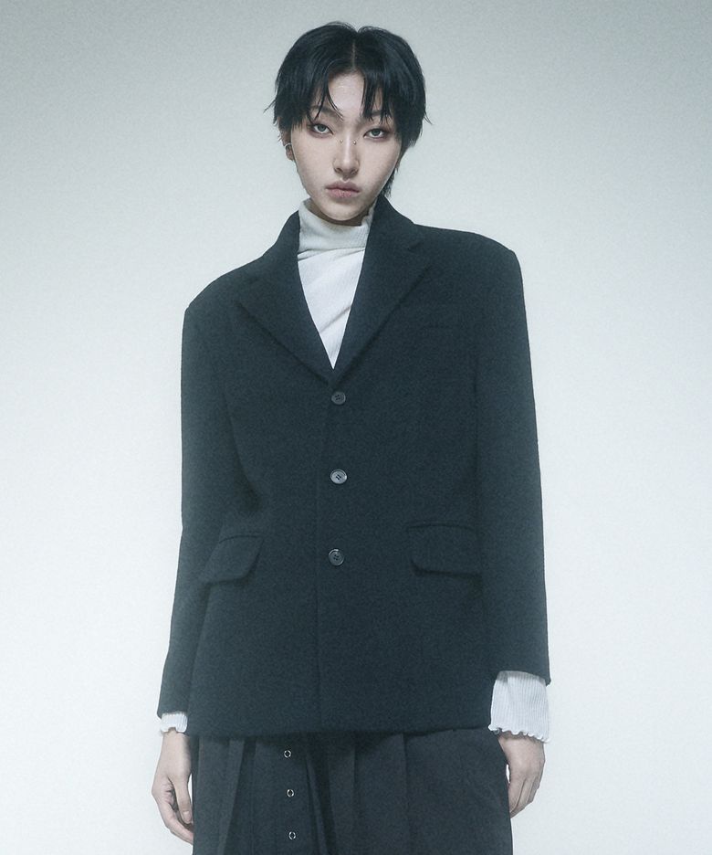 Back Button Single Jacket  Black