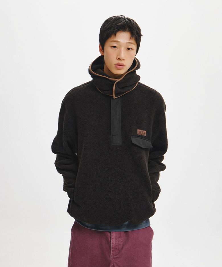UNISEX 하이넥 반집업 플리스 아노락 [BLACK] / GF3USS005