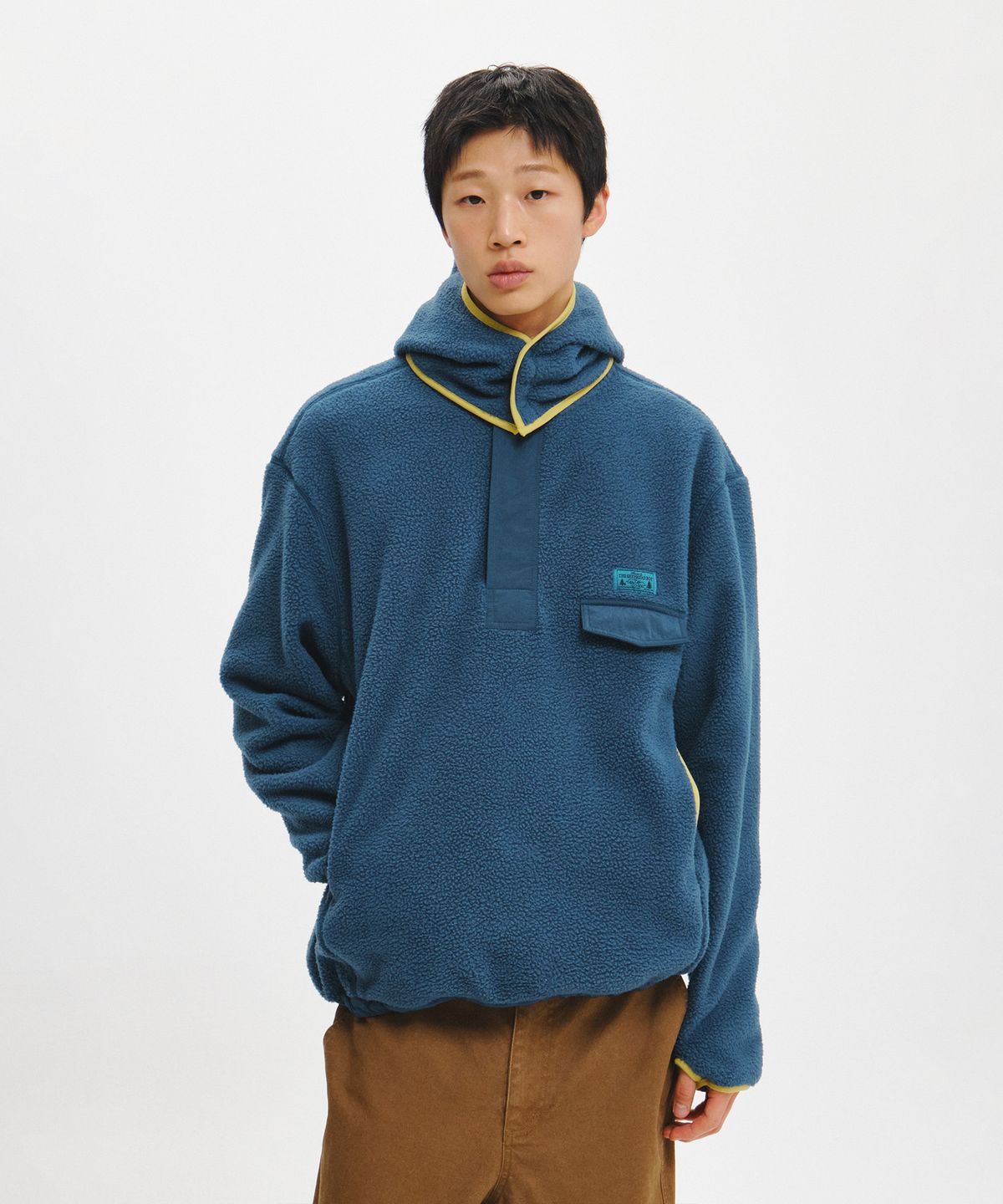 제너럴아이디어(GENERALIDEA) UNISEX 하이넥 반집업 플리스 아노락 [TEAL GREEN] / GF3USS005