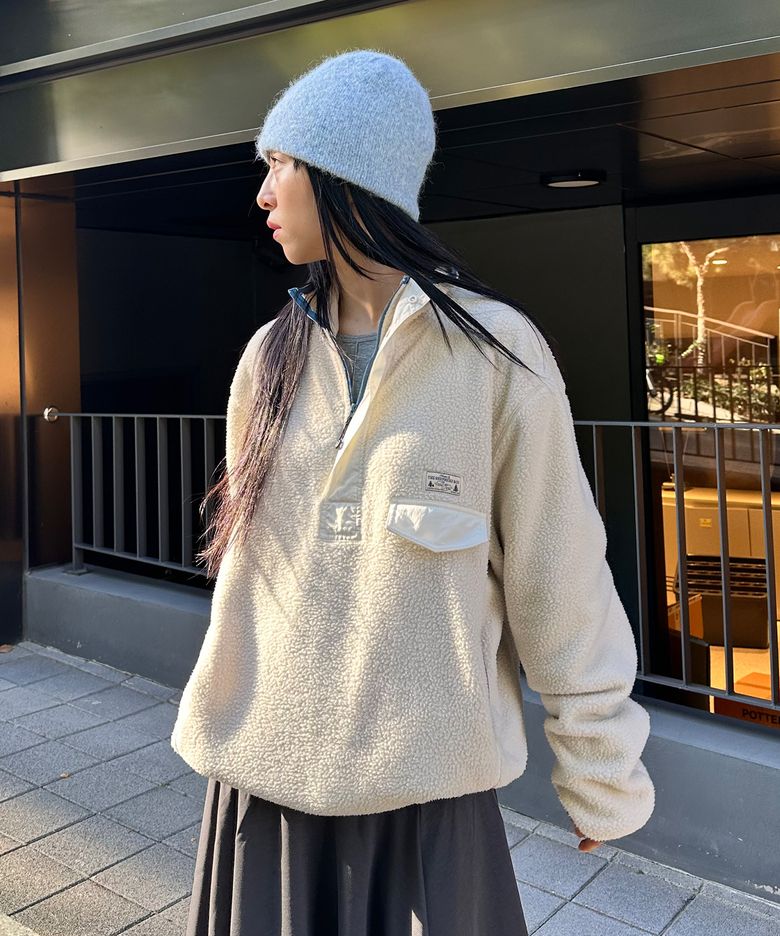 UNISEX 하이넥 반집업 플리스 아노락 [IVORY] / GF3USS005