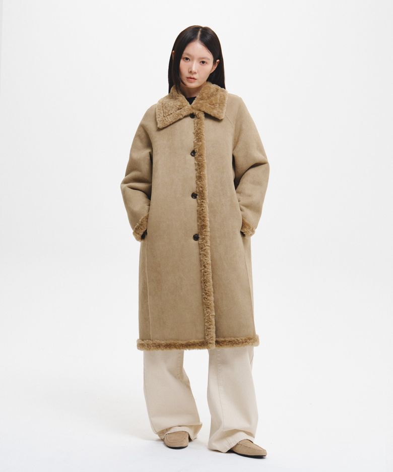 리버시블 테디베어 롱코트 [KHAKI BEIGE] / GF4LCT502