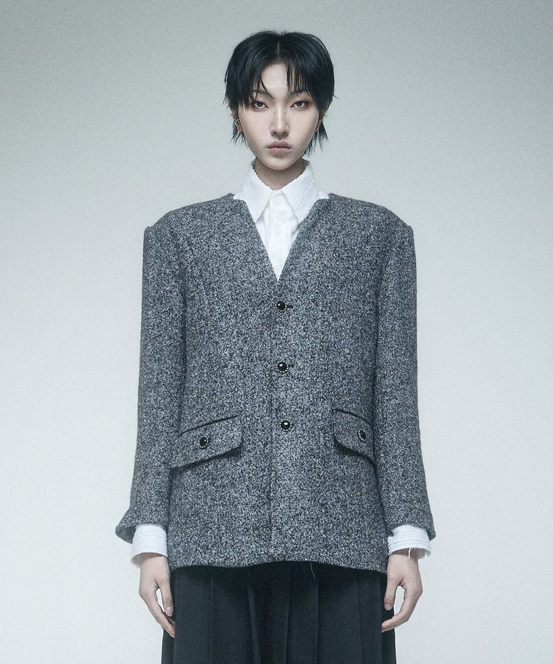 Labelless Tweed Jacket Charcoal