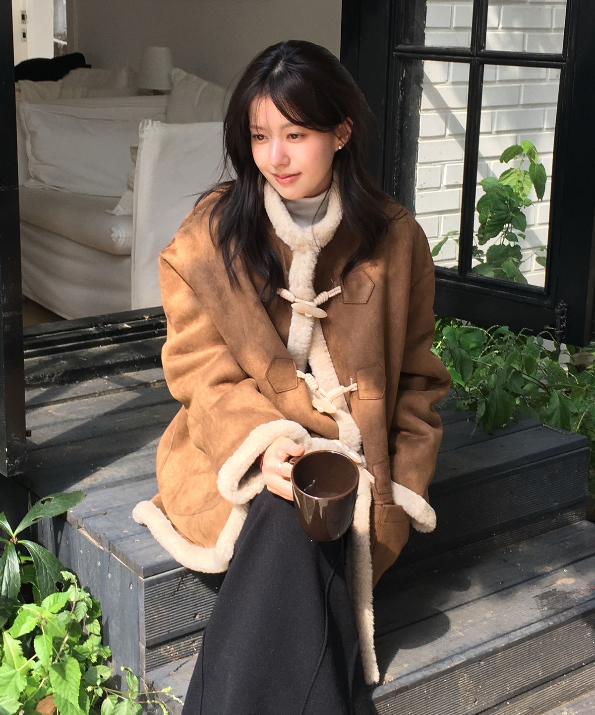 제너럴아이디어(GENERALIDEA) [아르노] 리버시블 무스탕 더플 코트 [CREAM] / GF8LCT522