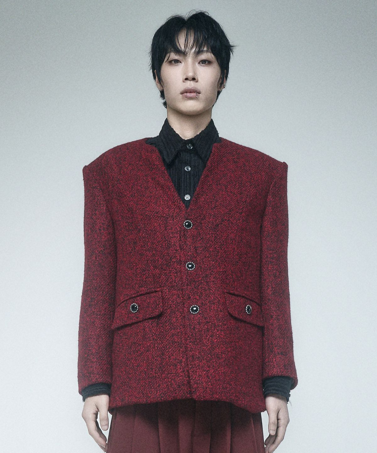 레큘리(RECULER) Labelless Tweed Jacket Red