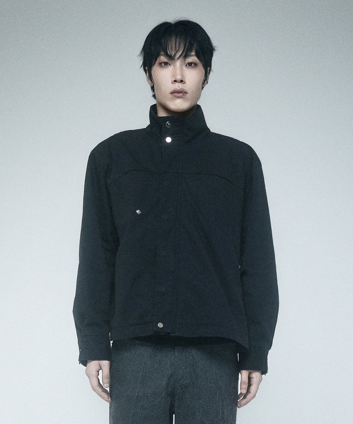 레큘리(RECULER) Drapoed Field Jacket Washed Black