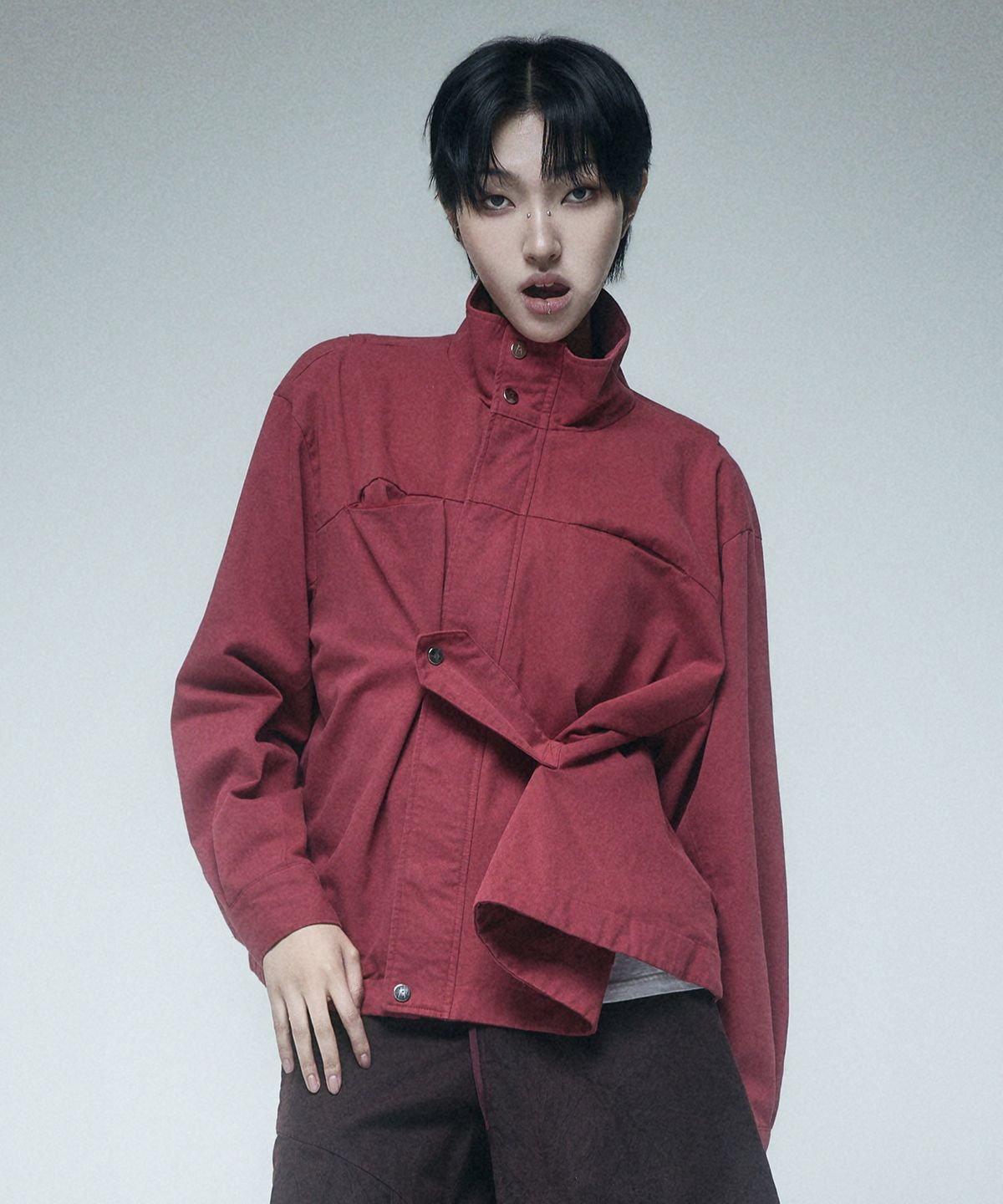레큘리(RECULER) Drapoed Field Jacket Washed Red