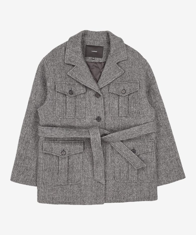 베일리 울 하프 코트_차콜 / BAILEY WOOL HALF COAT_CHARCOAL ONE SIZE
