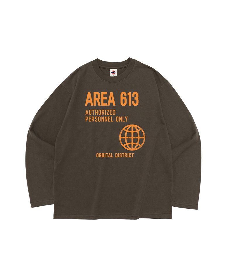613 AREA 그래픽 긴팔티셔츠 (카키)