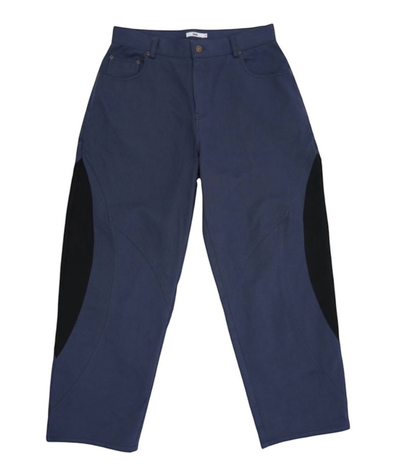 Contrast drop baggy pants (Navy)