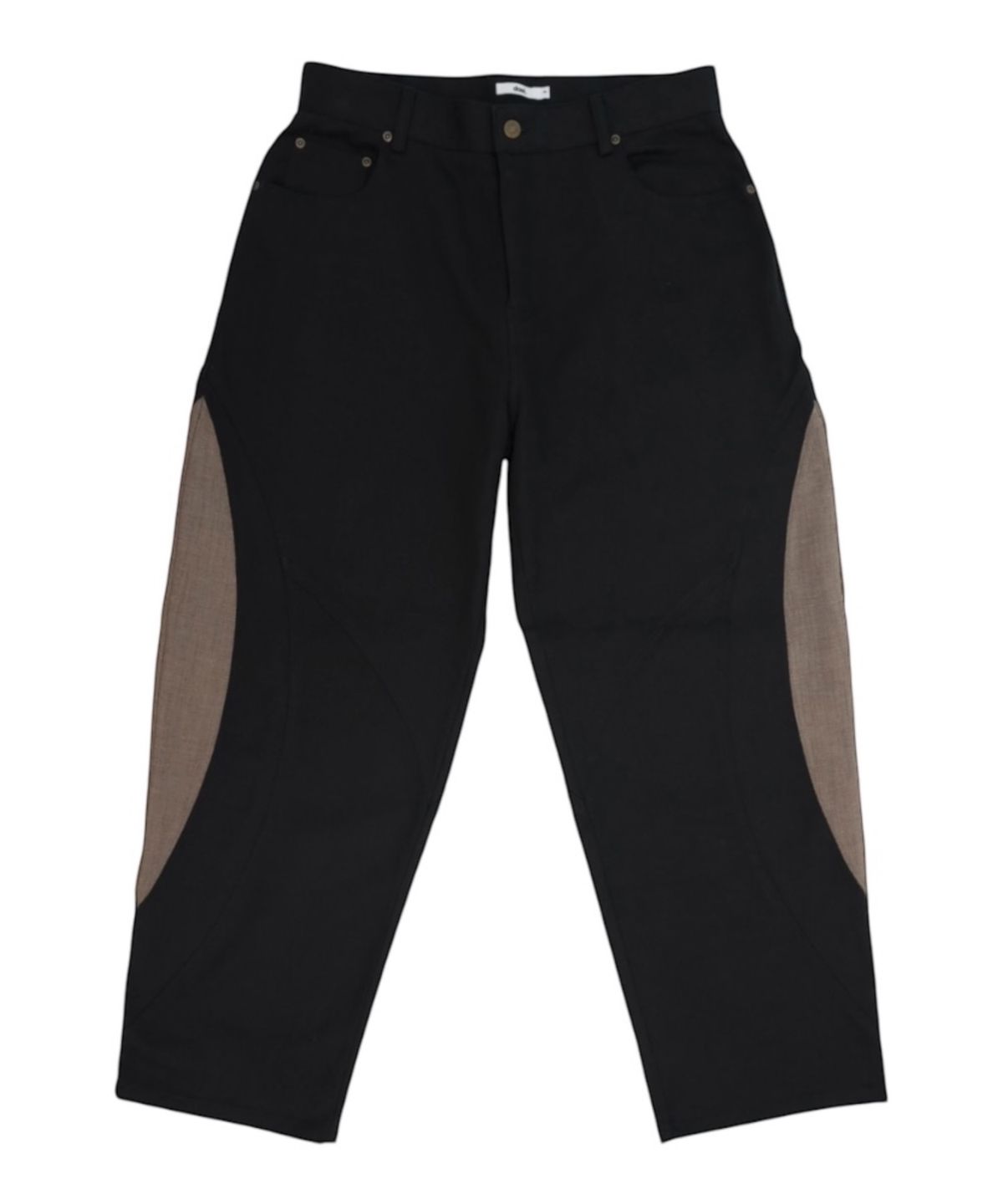 다시(DASI) Contrast drop baggy pants (Black)