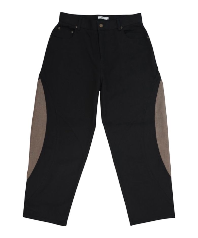Contrast drop baggy pants (Black)
