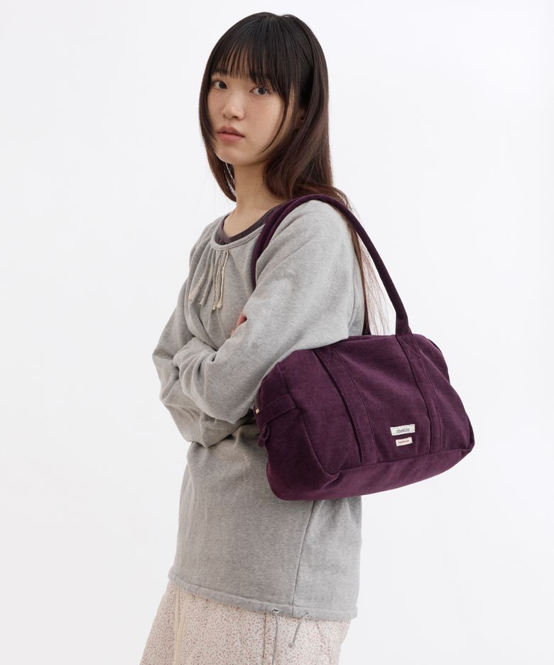 VELOUR SASHIKO SHOULDER BAG, PURPLE