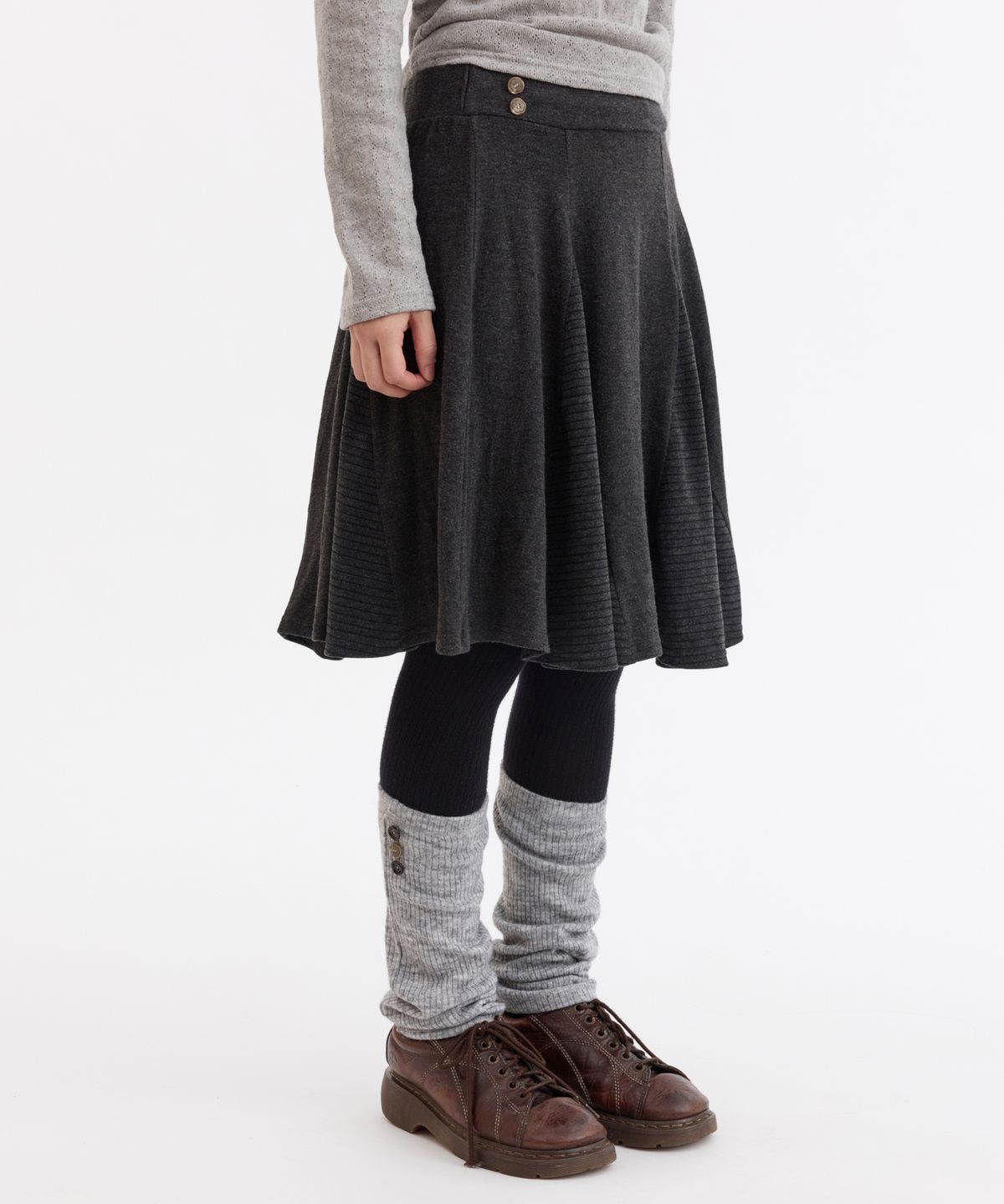 오헤시오(OHESHIO) PEACH STRIPE JERSEY BANDING SKIRT, CHARCOAL