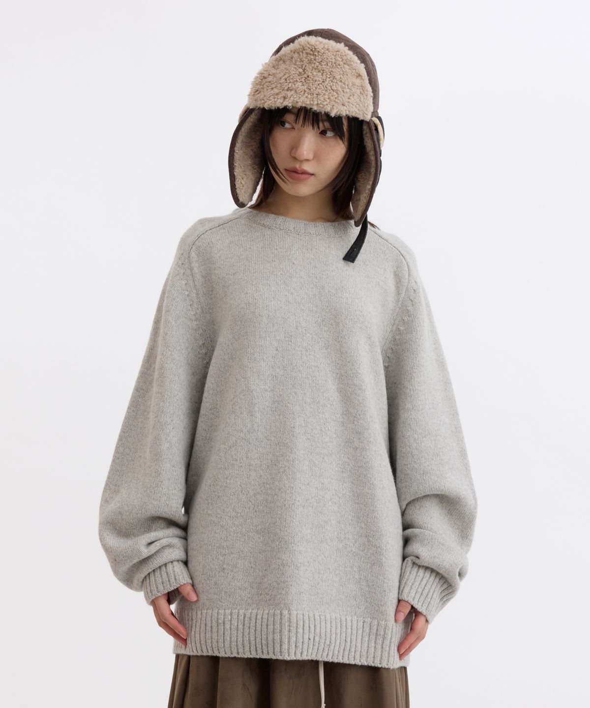 오헤시오(OHESHIO) MULTICOLOR WOOL RAGLAN OVERSIZED KNIT, MELANGE