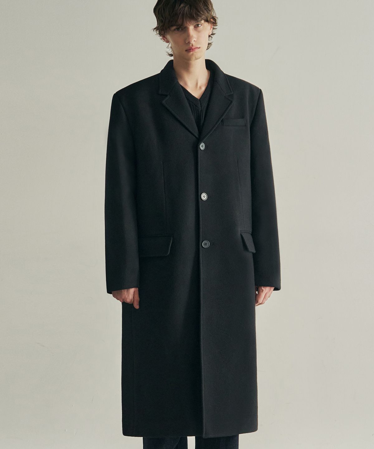 로템버(ROTEMBER) [SOFT WOOL] 울 싱글 체스터 코트 [블랙]