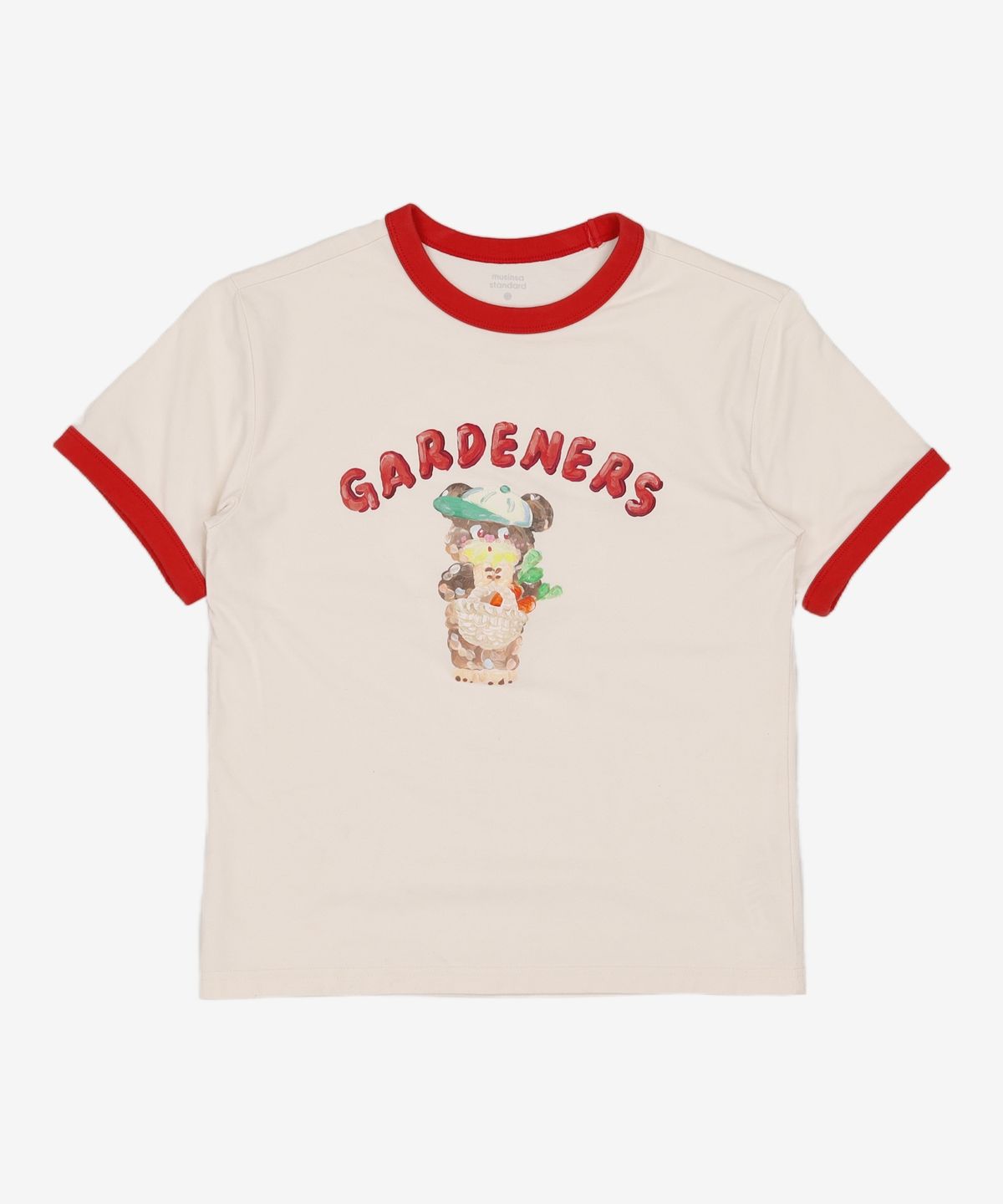 무신사 스탠다드 키즈(MUSINSA STANDARD KIDS) [슬로코스터 컬래버] 가드너스 링거 티셔츠 [크림] 150