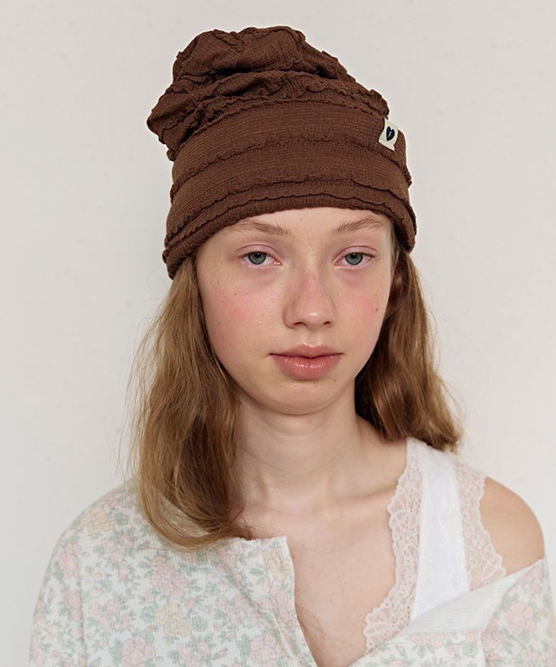 Frill Beanie, Brown