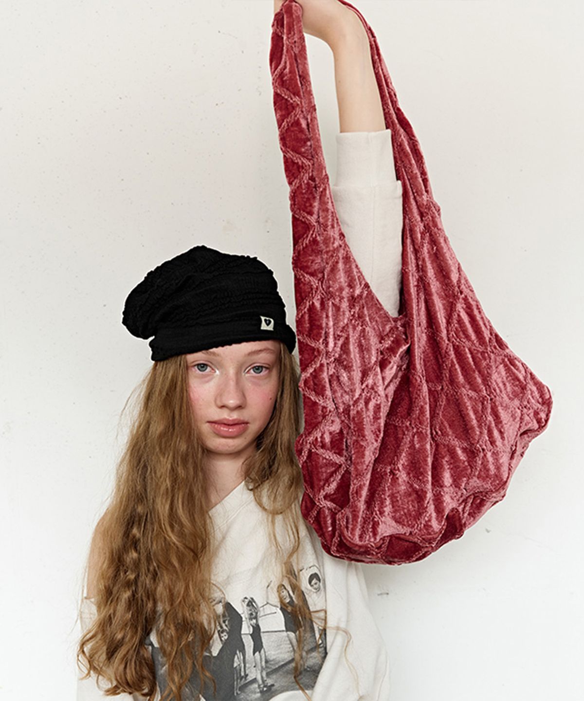 펀프롬펀(FUNFROMFUN) Diamond Velvet Bag, Magenta
