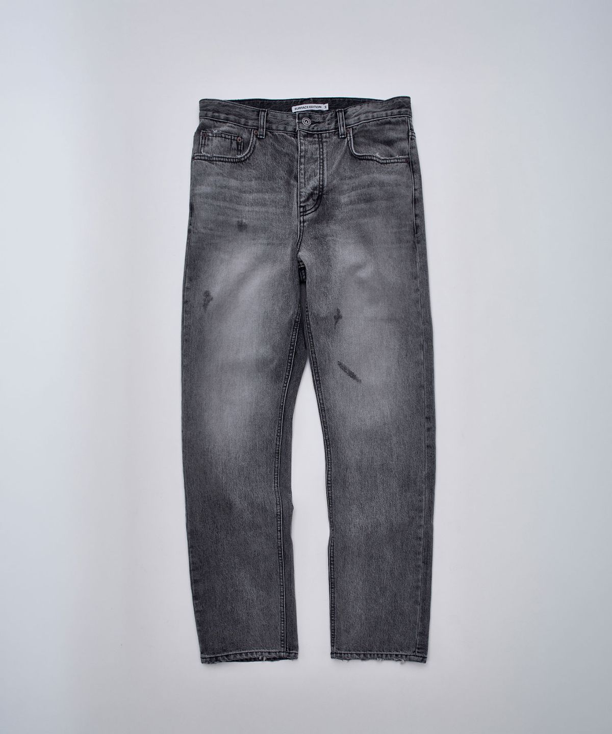 서피스에디션(SURFACE EDITION) STAIN STRAIGHT DENIN PANTS GRAY