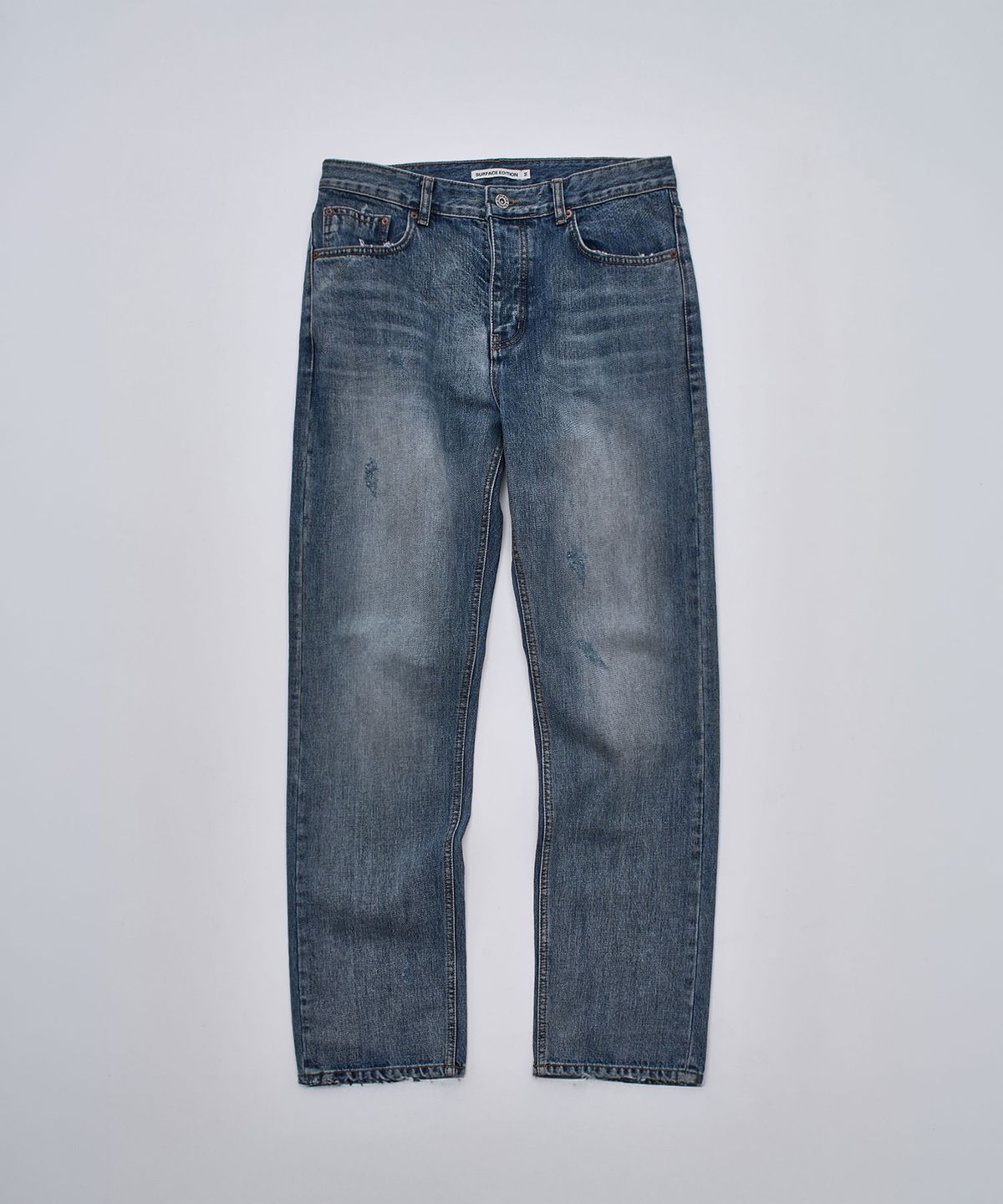 서피스에디션(SURFACE EDITION) STAIN STRAIGHT DENIN PANTS INDIGO
