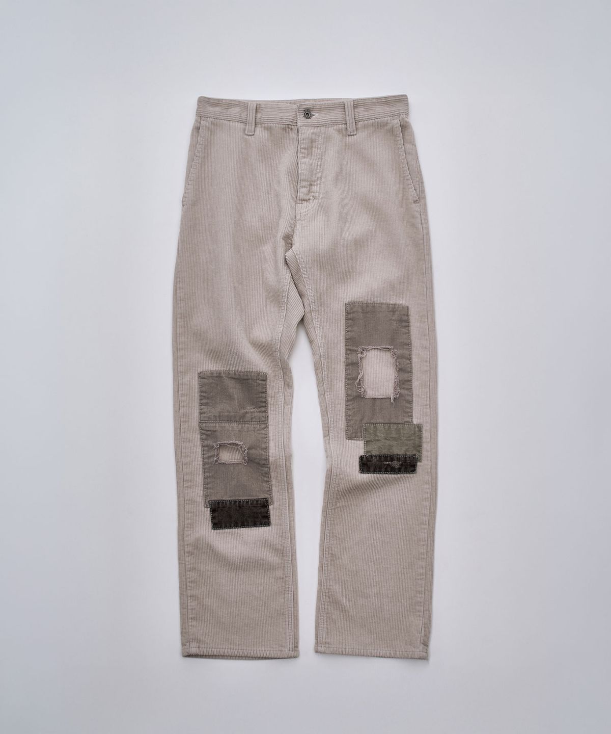 서피스에디션(SURFACE EDITION) WASHED PATCHWORK CORDUROY PANTS IVORY