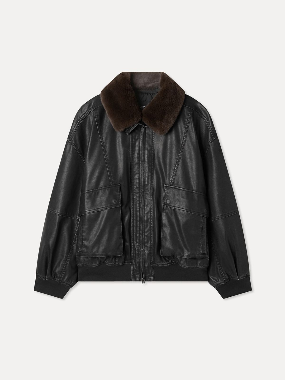 미쏘(MIXXO) 페이크퍼 카라 레더점퍼_MIWJLGV01C