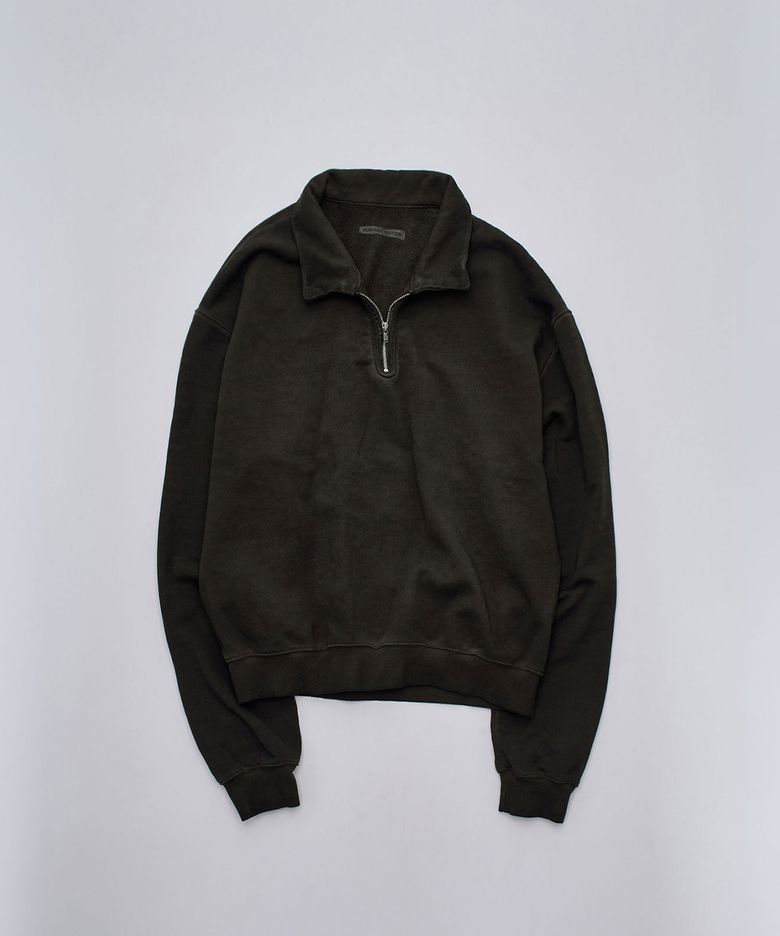 OVERDYED HALF ZIP SWEAT CHARCOAL