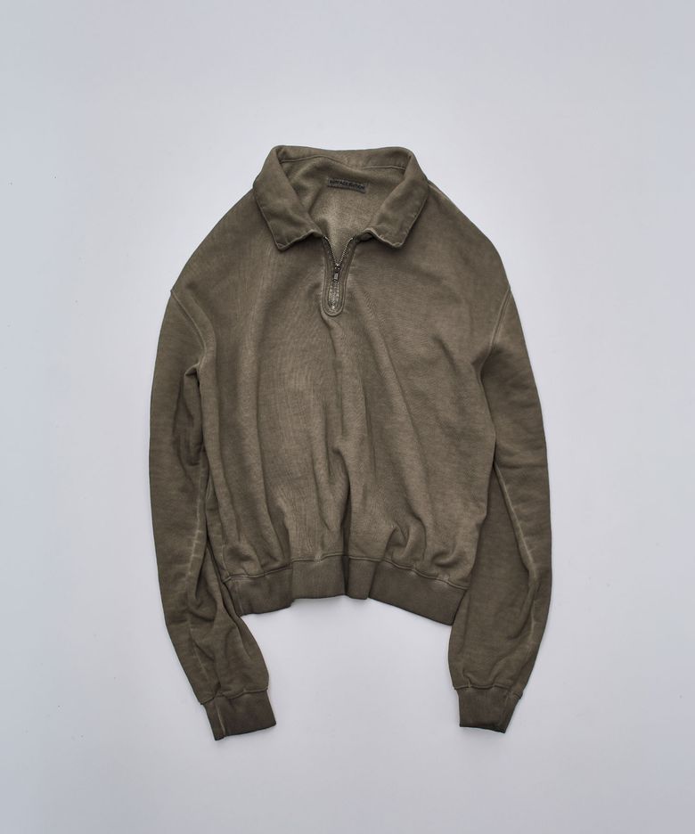 OVERDYED HALF ZIP SWEAT KHAKI