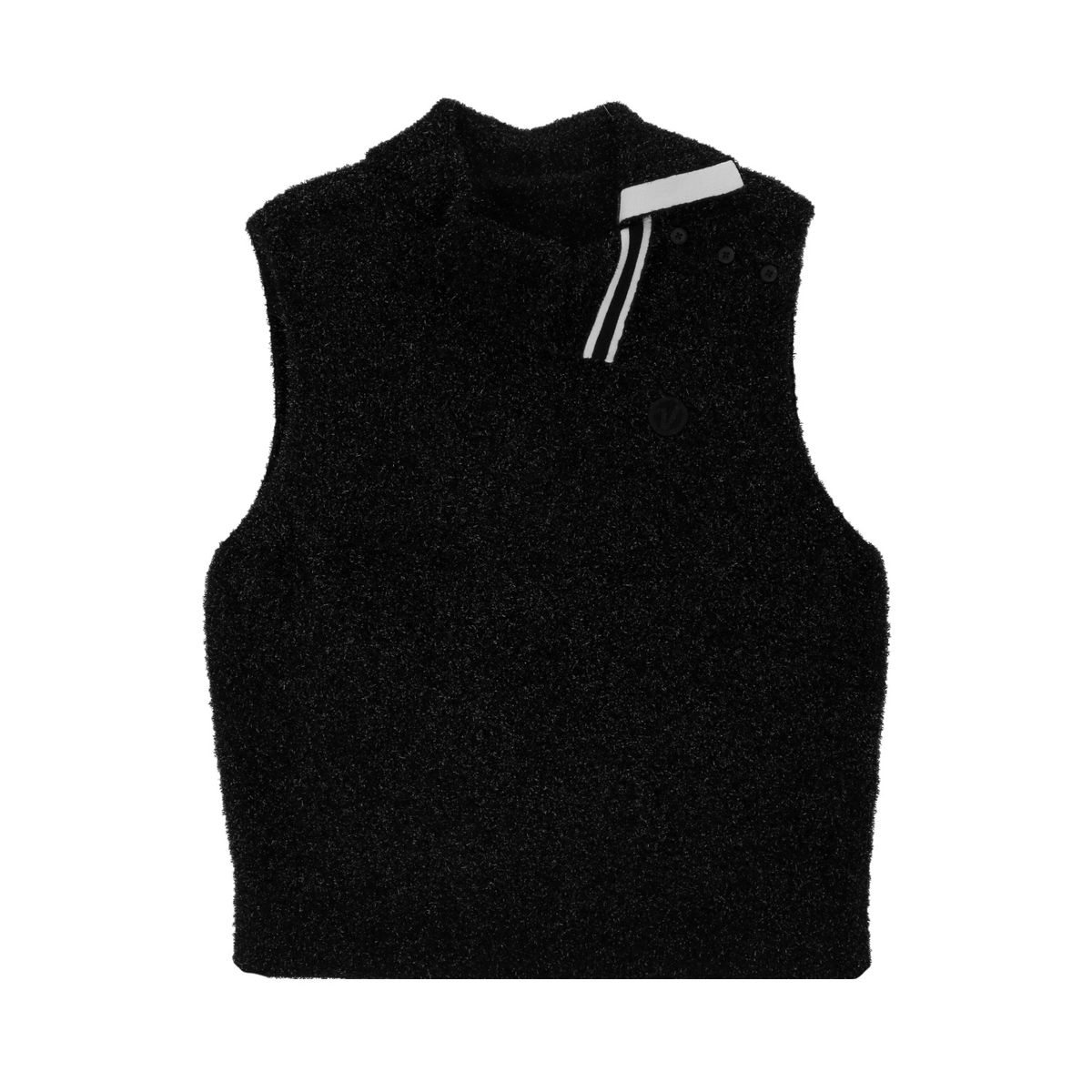 볼빅 골프웨어(VOLVIK GOLFWEAR) 여성 골프 여밈 단작 메탈사 오버핏 베스트 VLKVP801_BK