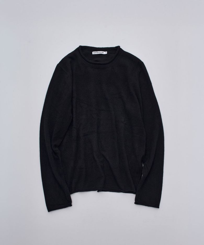 RAW EDGE KNIT PULLOVER BLACK