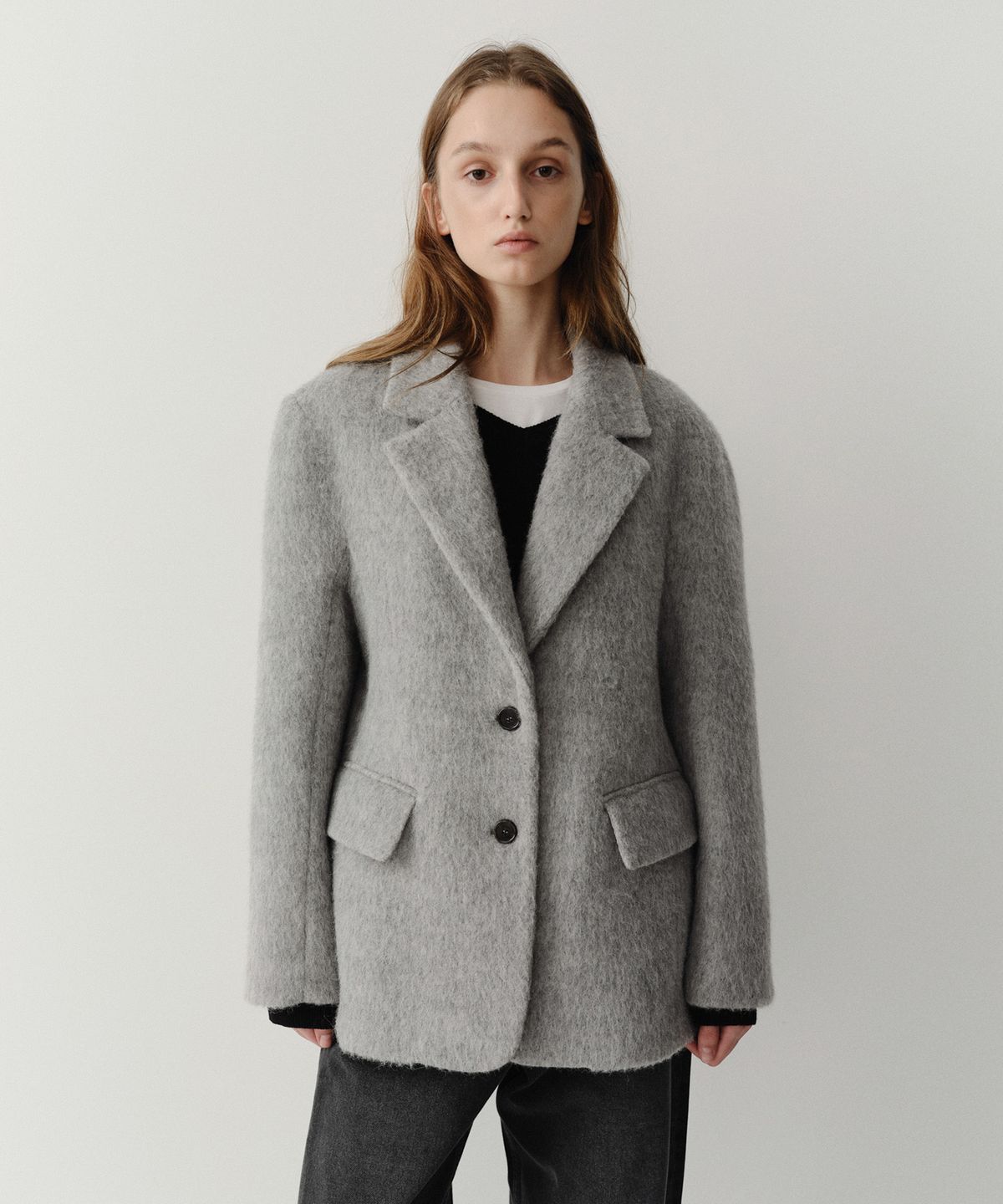 이아(EAAH) SURI ALPACA TAILORED JACKET (GREY)