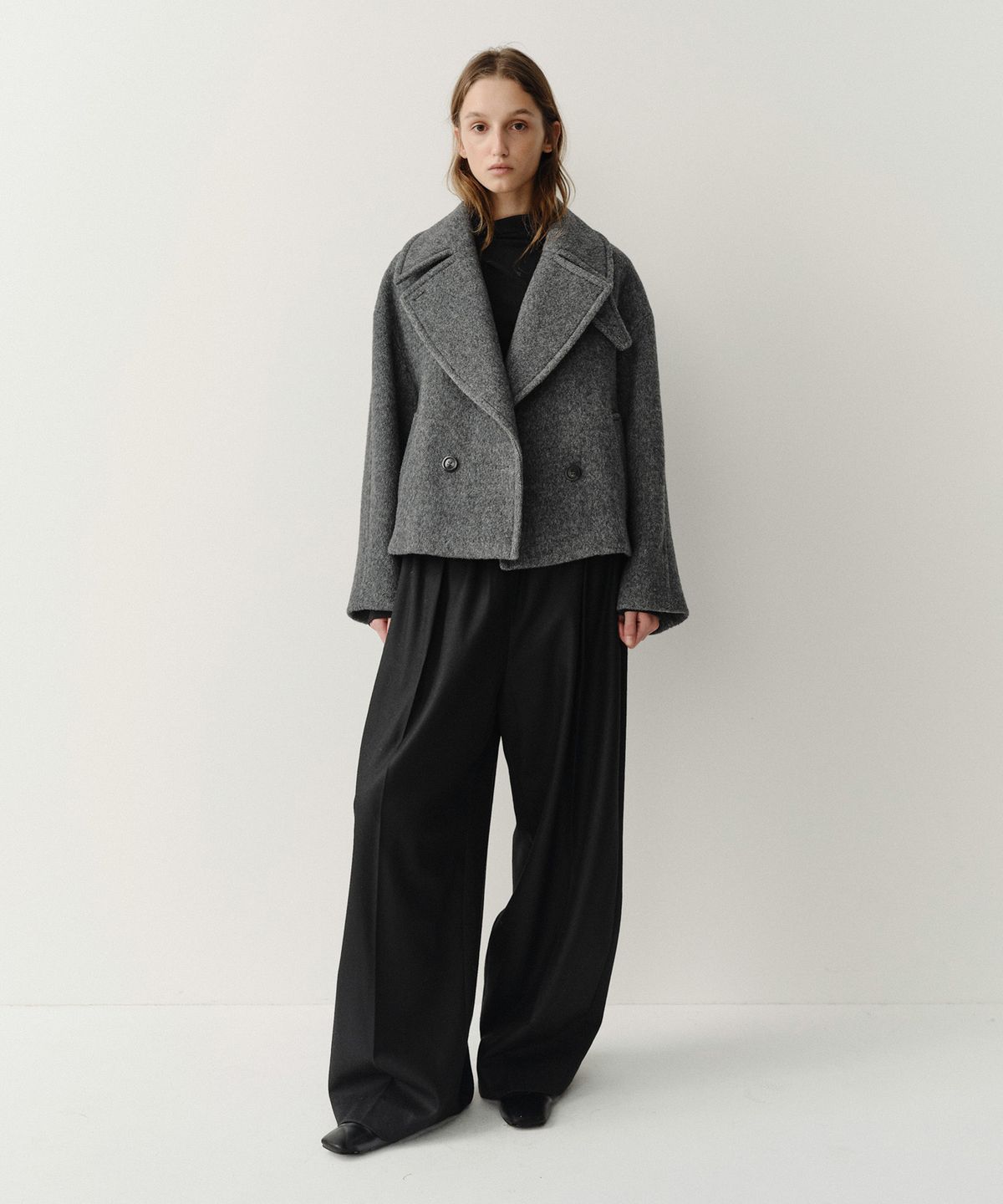 이아(EAAH) BABY ALPACA FUNNEL NECK COAT (CHARCOAL)