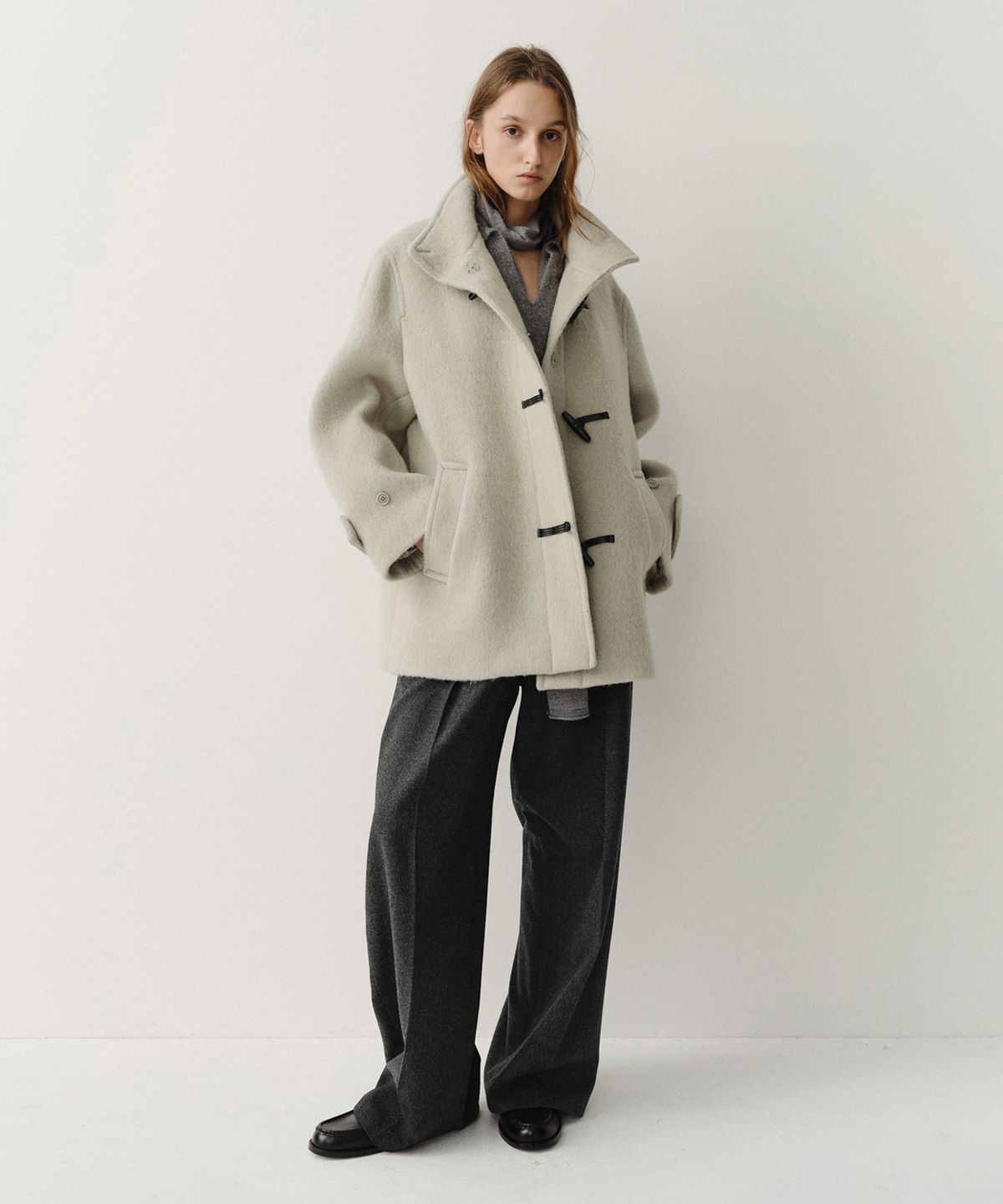 이아(EAAH) ALPACA DAVE HALF COAT (SAGE GREEN)