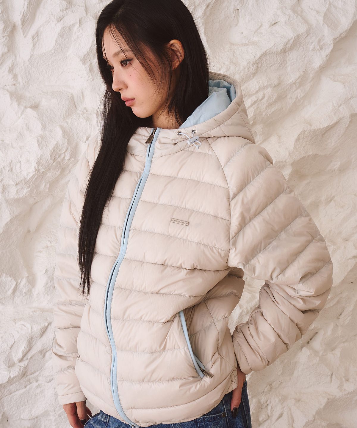 프렌다(PRENDA) BASIC HOODED LIGHT DOWN LIGHT GRAY