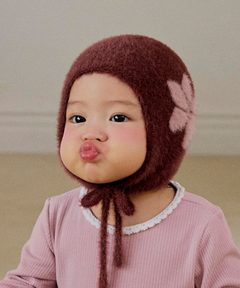밍크플러피 로지 니트 보넷