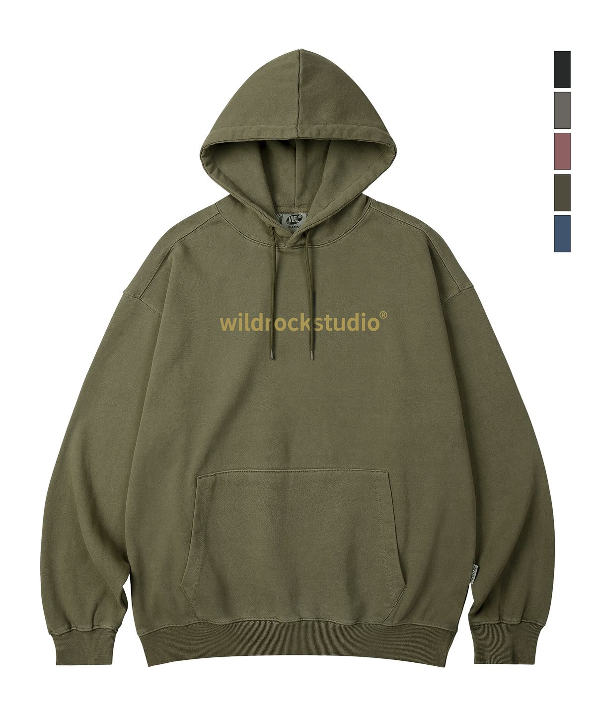 와일드락(WILDROCK) Standard Logo 피그먼트 오버핏 후드_5 COL