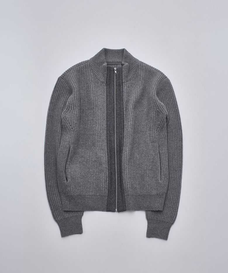 PANEL ZIP-UP CARDIGAN GRAY