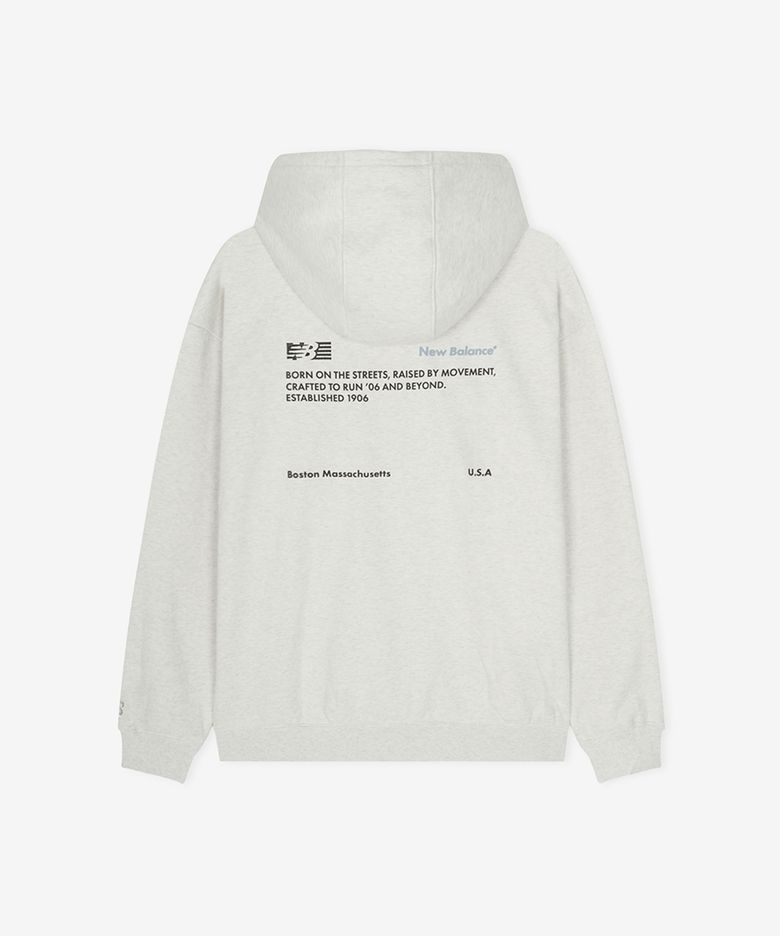 NBN0G41053 / UNI NEW GREY 레터링 기모 후드티 (OATMEAL)
