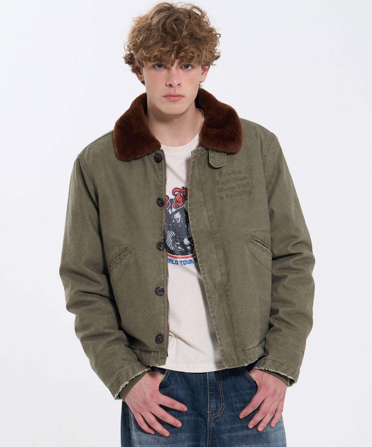 필프(PEALP) WASHED COTTON FUR COLLAR JACKET 71 (KHAKI)
