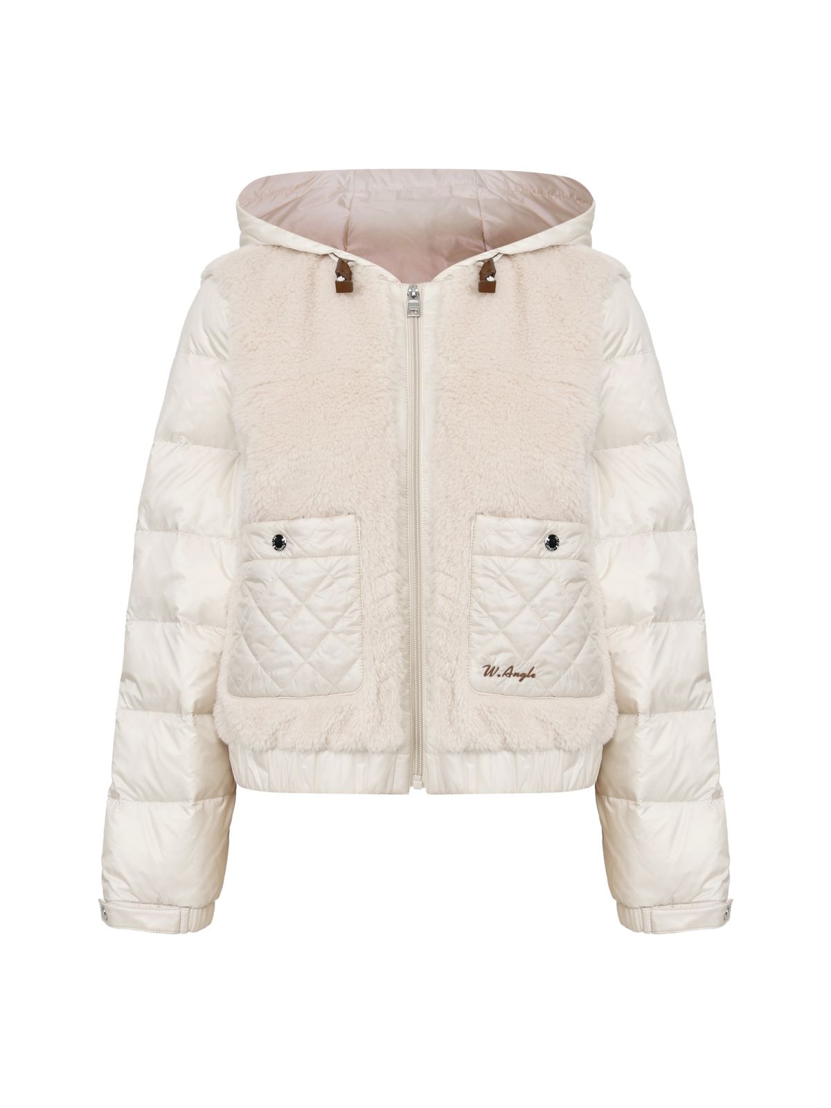 와이드앵글(WIDEANGLE) CO 플럼핑 퍼 하이브리드 후디 다운 L_PINK BEIGE_WWW26571EU