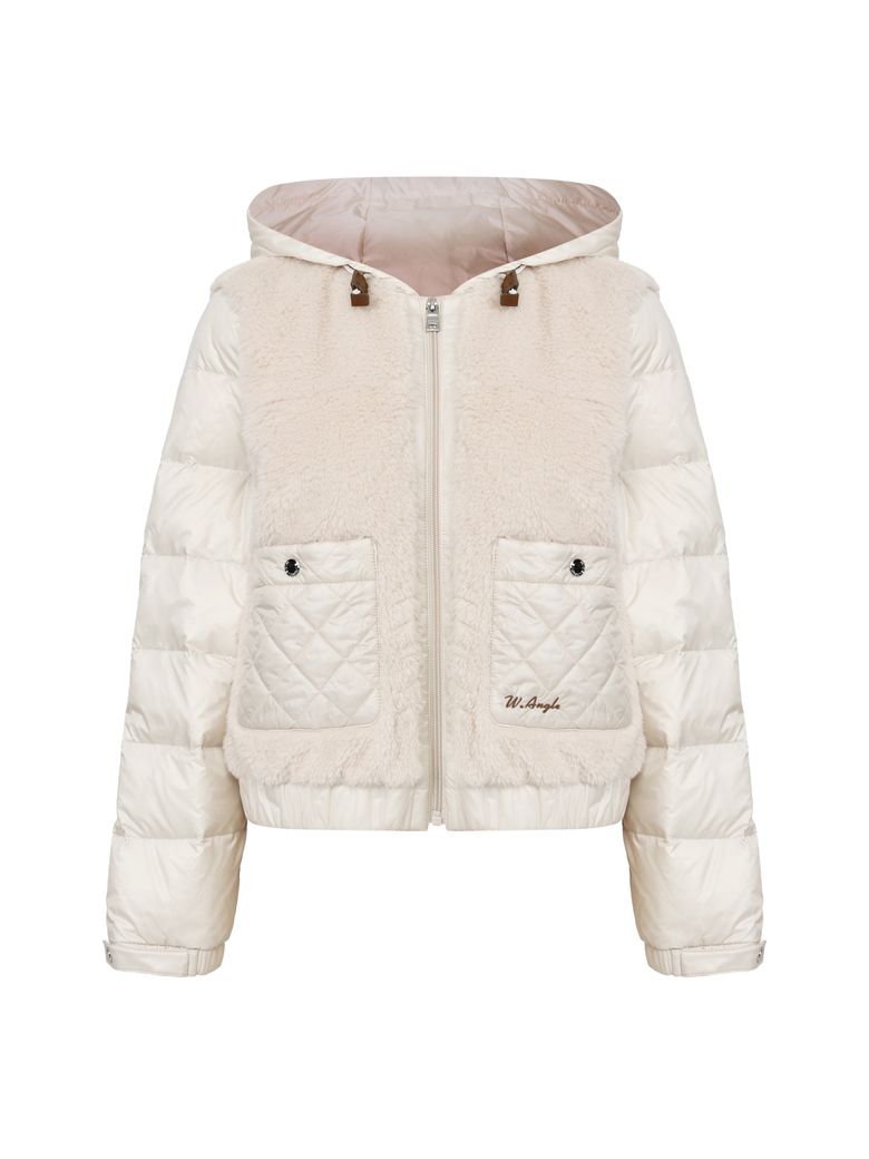 CO 플럼핑 퍼 하이브리드 후디 다운 L_PINK BEIGE_WWW26571EU