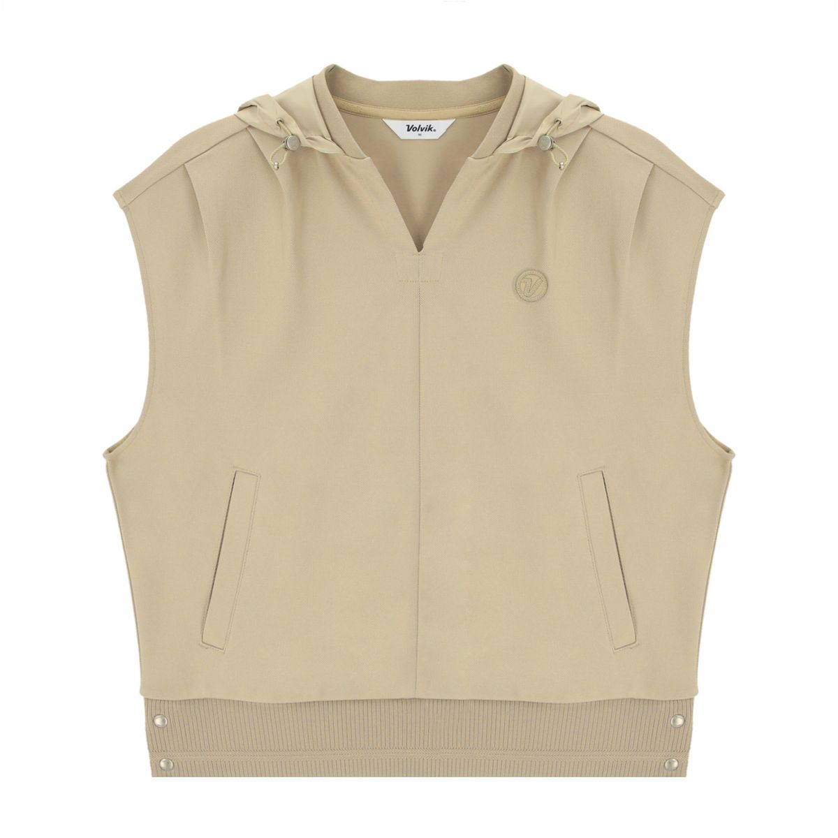 볼빅 골프웨어(VOLVIK GOLFWEAR) 여성 골프 후드 우븐 패치 미드레이어 VLMTP801_BE