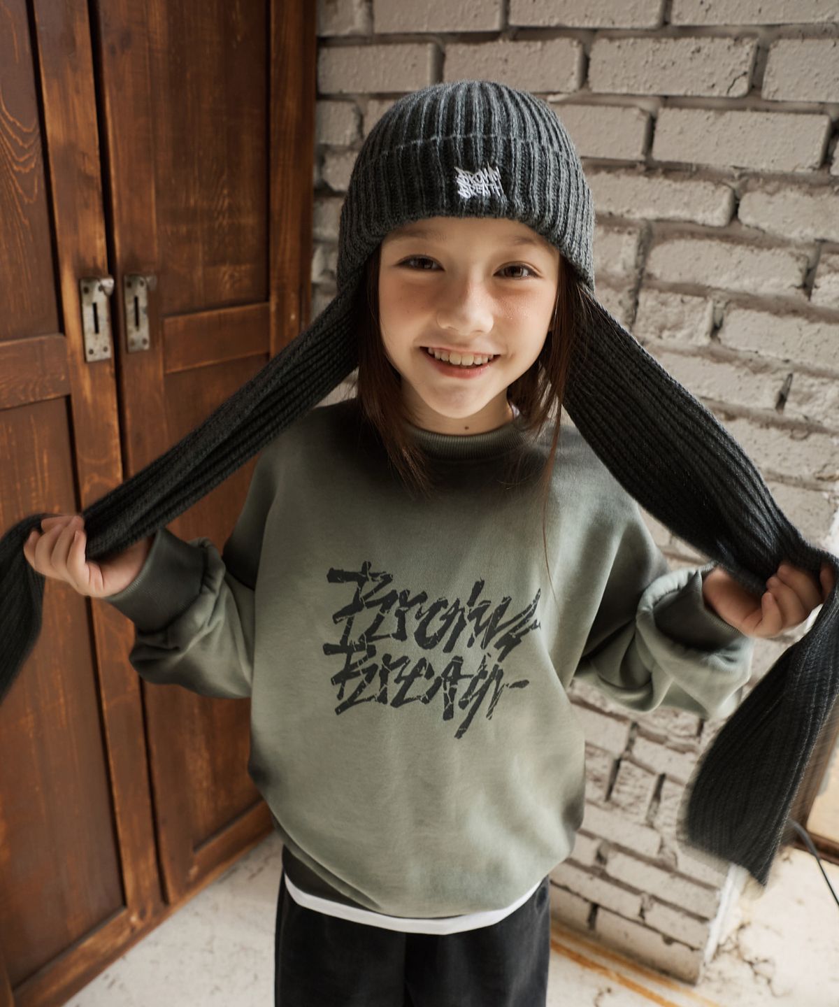 브라운브레스 키즈(BROWNBREATH KIDS) KIDS SPRAYED CRUSH TAG CREWNECK - MINT