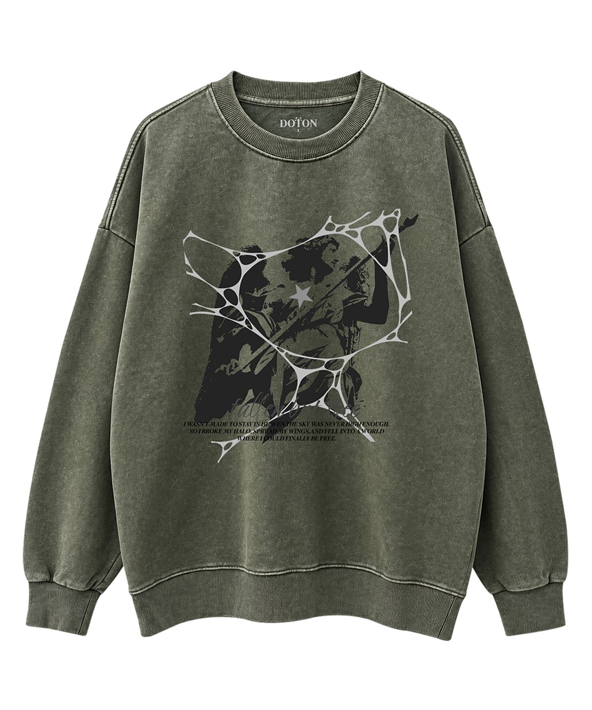 도톤(DOTON) FALLEN BUT FREE ACID SWEATSHIRT (Khaki)