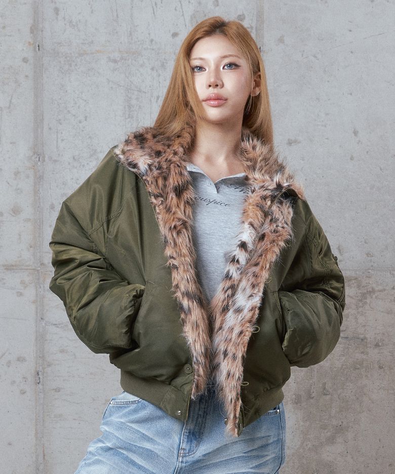 (DUC) Fur Reversible N2B Bomber Khaki